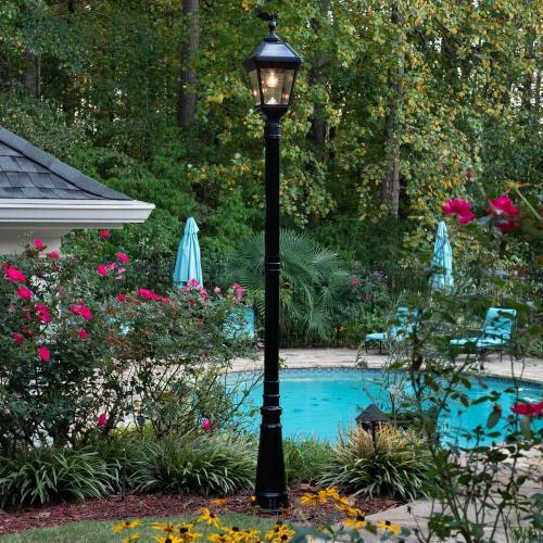 Imperial II Bulb 1-Light Black Outdoor Waterproof Solar Warm White LED Post Light with 3 in. Fitter for Landscape