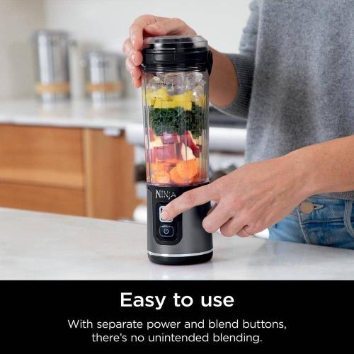 Blast 18 oz. Single Speed Portable Blender for Shakes & Smoothies, BPA Free, Rechargable, Dishwasher Safe Parts in Black