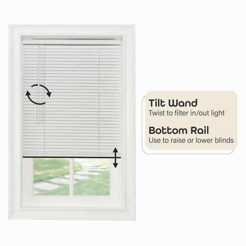 ACHIM GII Morningstar Black Cordless Light Filtering Vinyl Mini Blind with 1 in. Slats 34 in. W x 64 in. L