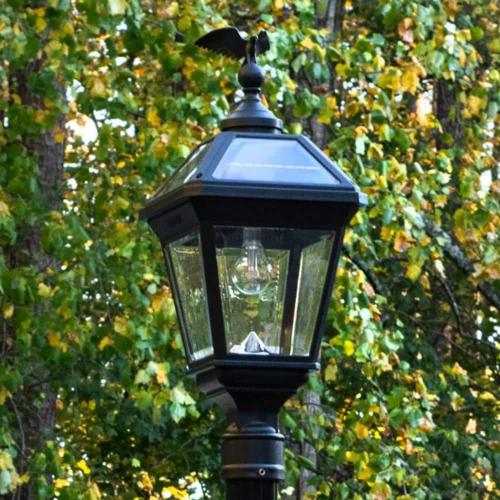 Imperial II Bulb 1-Light Black Outdoor Waterproof Solar Warm White LED Post Light with 3 in. Fitter for Landscape