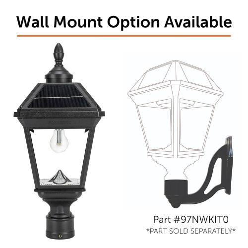 Imperial II Bulb 1-Light Black Outdoor Waterproof Solar Warm White LED Post Light with 3 in. Fitter for Landscape