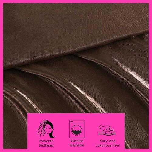 Solid Satin 4-Piece Espresso Brown Satin King Sheet Set