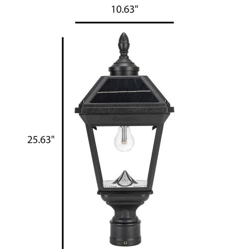 Imperial II Bulb 1-Light Black Outdoor Waterproof Solar Warm White LED Post Light with 3 in. Fitter for Landscape