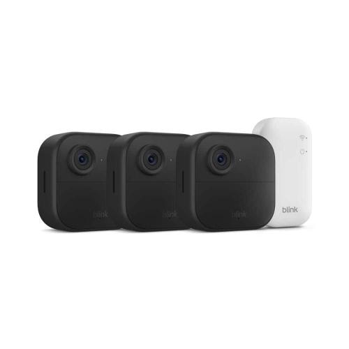 Outdoor 4 - Wireless Battery Operated Smart Security Camera System with 3 - Cameras and Included Sync Module Core, Black