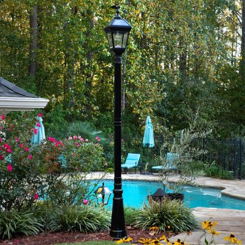 Imperial II Bulb 1-Light Black Outdoor Waterproof Solar Warm White LED Post Light with 3 in. Fitter for Landscape