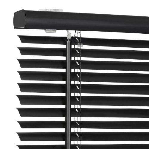 ACHIM GII Morningstar Black Cordless Light Filtering Vinyl Mini Blind with 1 in. Slats 34 in. W x 64 in. L