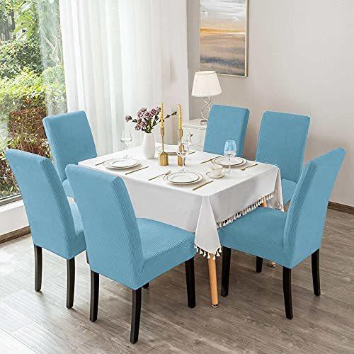 Aertiavty Chair Covers for Dining Room Set of 4 Kitchen Chair Covers Dining Room Chair Covers Chair Slipcover Parsons Chair Covers Sky Blue