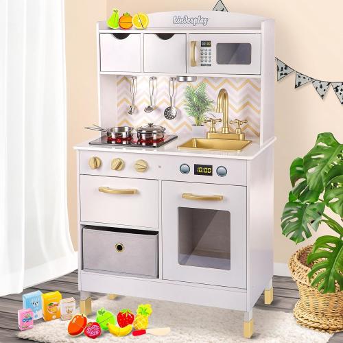 Green series Kinderplay Wooden Play Kitchen | Kids Kitchen Playset | Toy Kitchen | Toddler Kitchen Set | Play Kitchen for Toddlers 1-3 | Kitchen Toys | Kids Play Kitchen Model GS0059-1