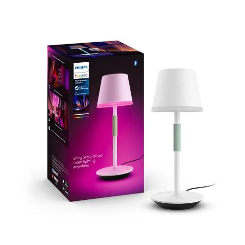 13.78 in. White Indoor/Outdoor White and Color Ambiance Portable Table Lamp (1-Pack)