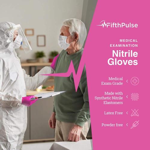 Medium Nitrile Exam Latex Free and Powder Free Gloves in Fuchsia - (Box of 50)