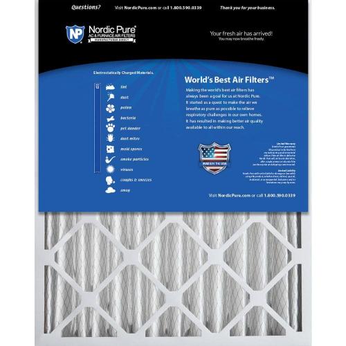 Nordic Pure 20 in. x 25 in. x 4 in. Allergen Pleated Furnace Air Filter MERV 12 (2-Pack)