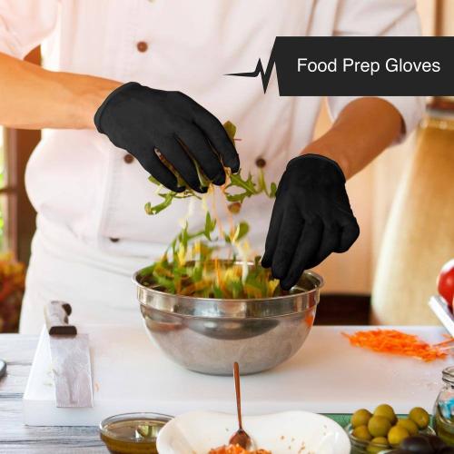 Large Nitrile Exam Latex Free and Powder Free THICKER Gloves - (4 mil) in Black - Box of 50