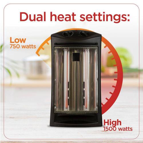BLACK DECKER 1500-Watt, 5100 BTU, Electric Infrared Quartz Electric Space Heater