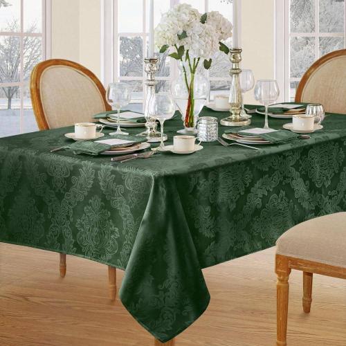 60 in. W x 144 in. L Hunter Barcelona Damask Fabric Tablecloth