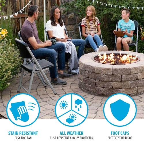 Set of 4 Black Plastic Seat Outdoor Safe Folding Chair (Set of 4)