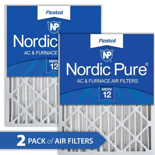 Nordic Pure 20 in. x 25 in. x 4 in. Allergen Pleated Furnace Air Filter MERV 12 (2-Pack)