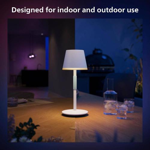 13.78 in. White Indoor/Outdoor White and Color Ambiance Portable Table Lamp (1-Pack)