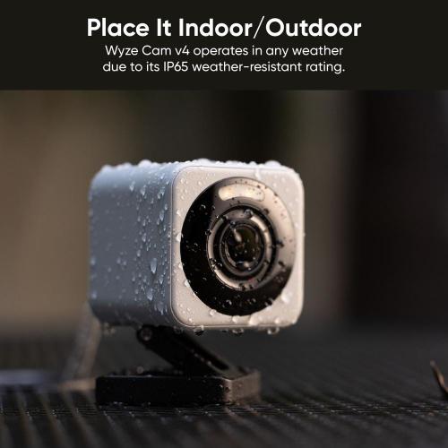 Cam v4 Wi-Fi 2.5K QHD Indoor/Outdoor Plug-In Smart Home Security Camera, Color Night Vision, 2-Way Audio (Gray)
