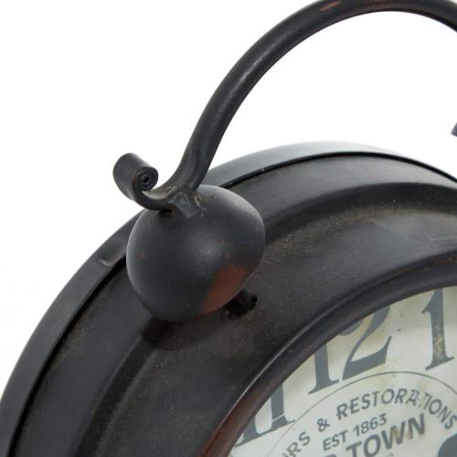 6 in. x 9 in. Brown Metal Analog Clock with Bell Style Top