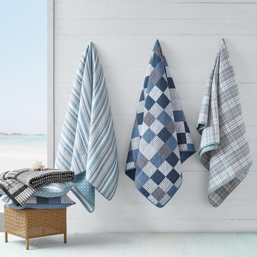 Size twin 2pc Color Grey Nautica Galewood 2-Piece Beige Striped Cotton Twin Quilt Set