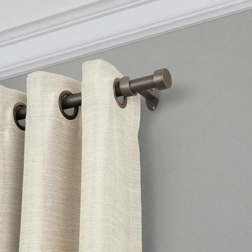 Serena 86 in. - 120 in. Single Curtain Rod in Antique Pewter with Cap Finial