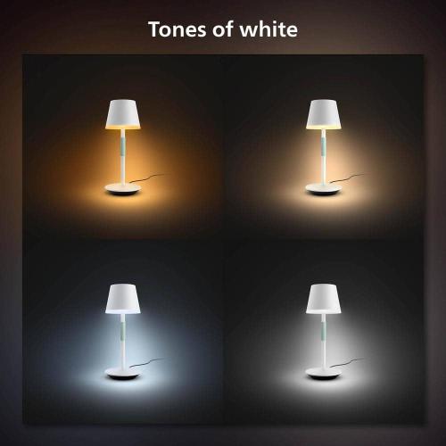13.78 in. White Indoor/Outdoor White and Color Ambiance Portable Table Lamp (1-Pack)