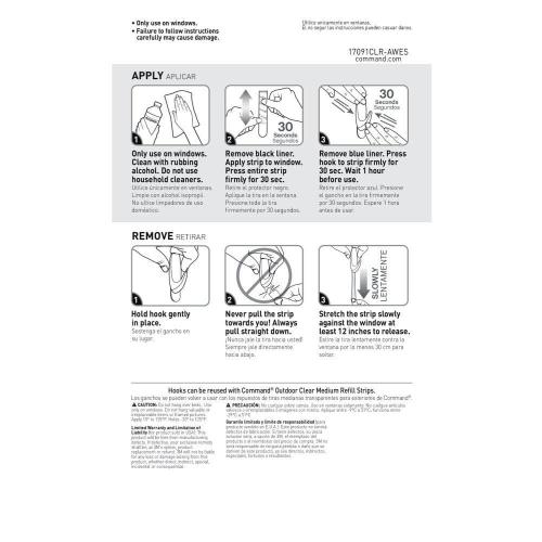 4 Packs, 2 lb. Medium Clear Outdoor Window Hook Value Pack (5 Hooks, 6 Water Resistant Strips)