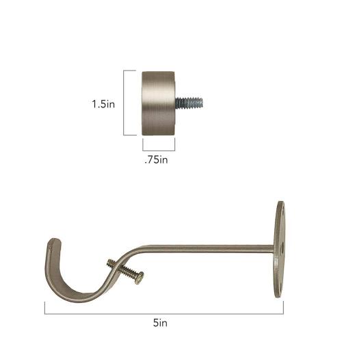 Serena 86 in. - 120 in. Single Curtain Rod in Antique Pewter with Cap Finial