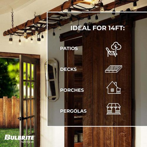 Outdoor/Indoor 14 ft. Plug-in S14 Incandescent Black String Light with Clear Bulbs Included 10 Sockets (1-Pack)