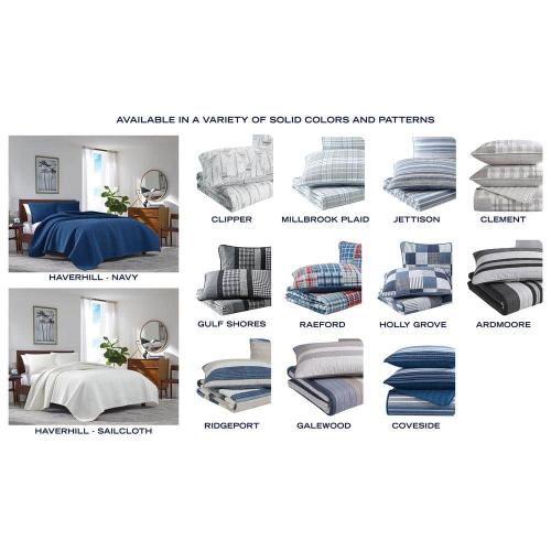 Size twin 2pc Color Grey Nautica Galewood 2-Piece Beige Striped Cotton Twin Quilt Set