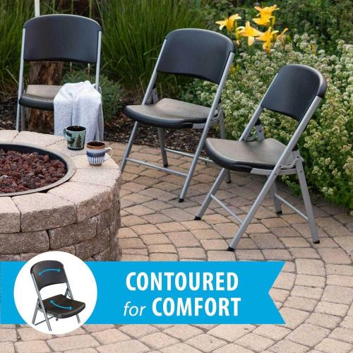 Set of 4 Black Plastic Seat Outdoor Safe Folding Chair (Set of 4)