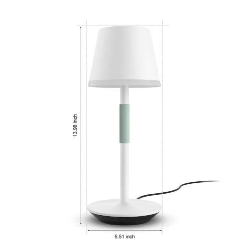 13.78 in. White Indoor/Outdoor White and Color Ambiance Portable Table Lamp (1-Pack)