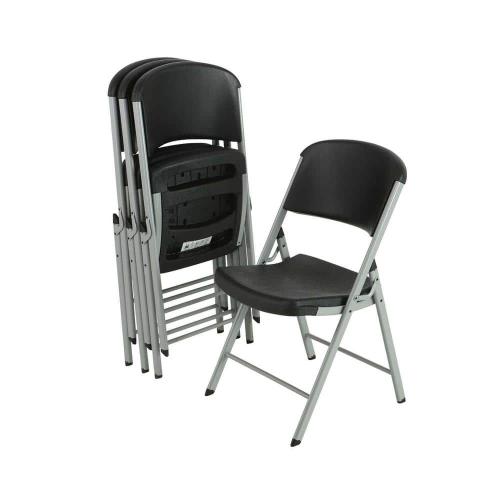 Set of 4 Black Plastic Seat Outdoor Safe Folding Chair (Set of 4)