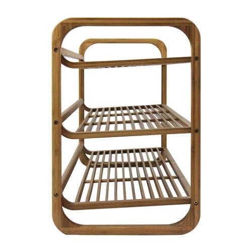 20 in. H 12-Pair 3-Tier Brown Bamboo Shoe Rack