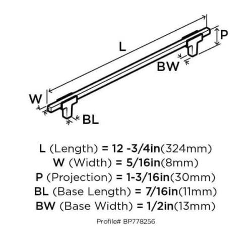 2 PCS Urbanite 10-1/16 in. (256mm) Modern Polished Chrome/Black Chrome Bar Cabinet Pull