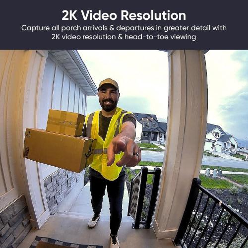 Wired Video Doorbell v2, 2K HD Video with Head-to-Toe view, 2-way Audio, Night Vision, Voice Assistants