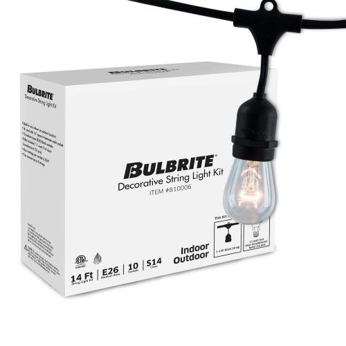 Outdoor/Indoor 14 ft. Plug-in S14 Incandescent Black String Light with Clear Bulbs Included 10 Sockets (1-Pack)