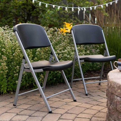 Set of 4 Black Plastic Seat Outdoor Safe Folding Chair (Set of 4)
