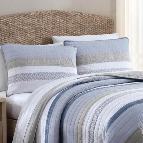 Size twin 2pc Color Grey Nautica Galewood 2-Piece Beige Striped Cotton Twin Quilt Set