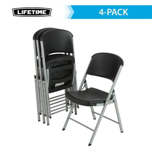 Set of 4 Black Plastic Seat Outdoor Safe Folding Chair (Set of 4)