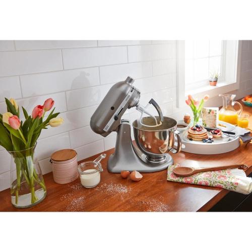 Artisan 5 Qt. 10-Speed Silver Stand Mixer with Flat Beater, 6-Wire Whip and Dough Hook Attachments