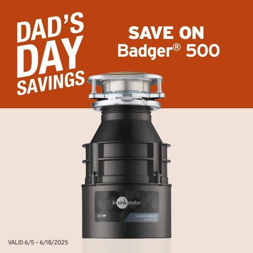 InSinkErator Badger 500, 1/2 HP Continuous Feed Kitchen Garbage Disposal, Badger Series