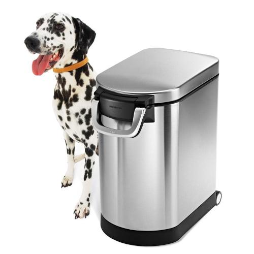 simplehuman Size  25L Medium Pet Food Can, Storage Container with Magnetic Scoop, Brushed Stainless Steel