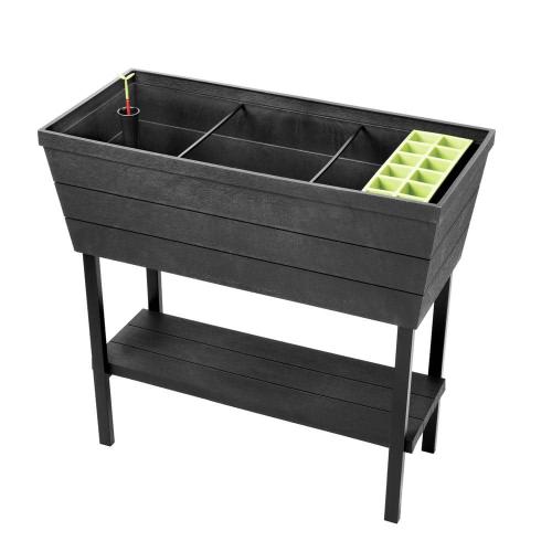 Urban Bloomer 32.3 in. W x 30.7 in. H Graphite Resin Elevated Patio Garden Bed