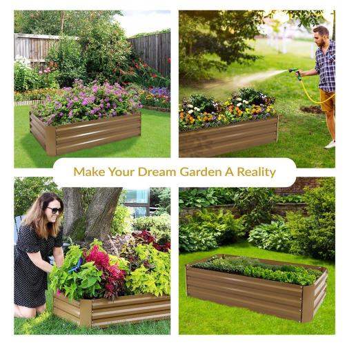 48 in. Rectangle Brown Galvanized Steel Raised Bed