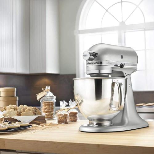 Artisan 5 Qt. 10-Speed Silver Stand Mixer with Flat Beater, 6-Wire Whip and Dough Hook Attachments