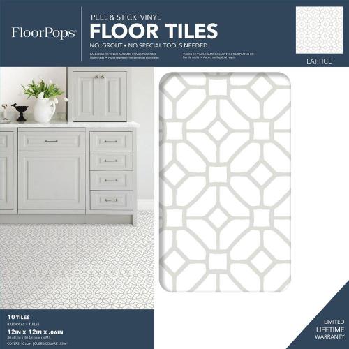 Lattice 12 in. W x 12 in. L White Peel & Stick Vinyl Tile Flooring (10 sq. ft./case)