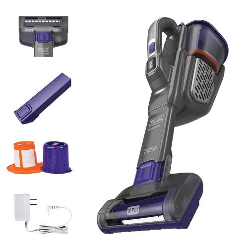 Grey and Purple BLACK DECKER dustbuster AdvancedClean  20-Volt Cordless 2.9-Cup Handheld Vacuum Pet