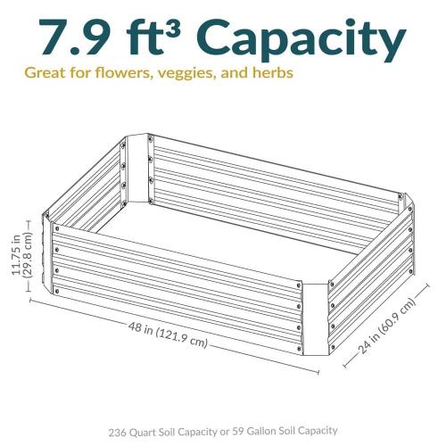 48 in. Rectangle Brown Galvanized Steel Raised Bed