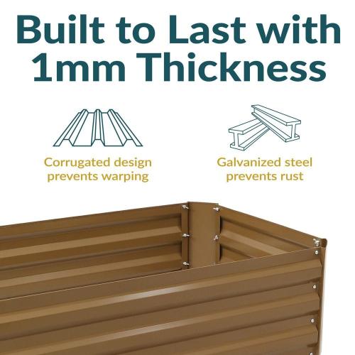 48 in. Rectangle Brown Galvanized Steel Raised Bed